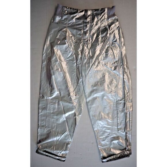 FP Movement OB1870057 Women's Sz L Silver Mesmerize Me Shine Pants - Picture 1 of 16